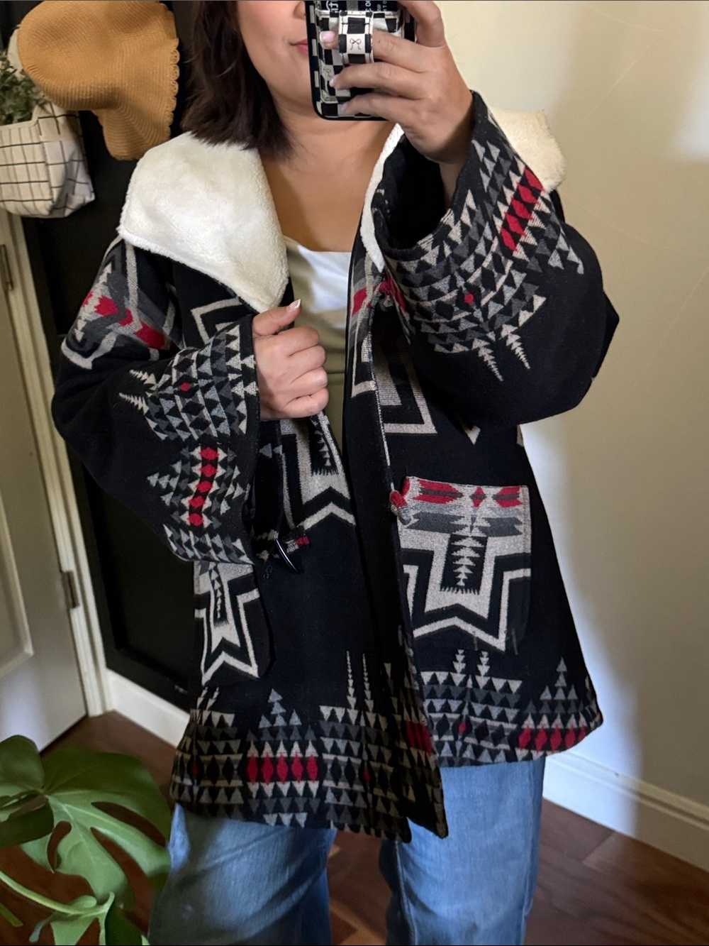 Powder River Outfitters Wool Blend Southwestern Hooded Jacket. M